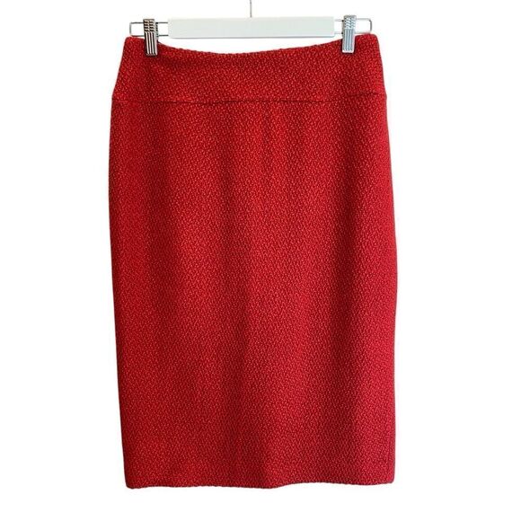 Moulinette Soeurs Anthropologie Red Wool Blend Tweed Pencil Skirt Women's 2 - Picture 1 of 6